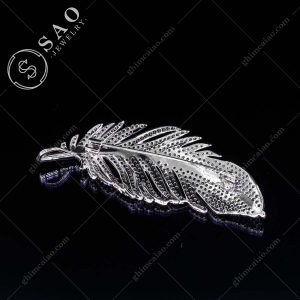 Ghim cài áo bạc 925 lông vũ đính zircon cao cấp CA34