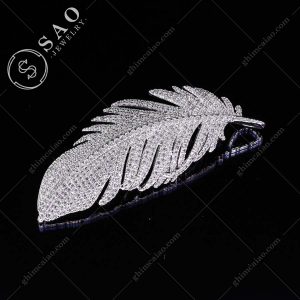 Ghim cài áo bạc 925 lông vũ đính zircon cao cấp CA34
