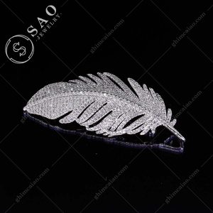 Ghim cài áo bạc 925 lông vũ đính zircon cao cấp CA34