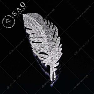 Ghim cài áo bạc 925 lông vũ đính zircon cao cấp CA34