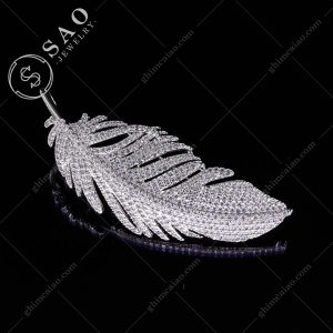 Ghim cài áo bạc 925 lông vũ đính zircon cao cấp CA34