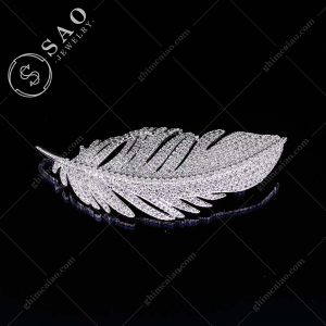 Ghim cài áo bạc 925 lông vũ đính zircon cao cấp CA34