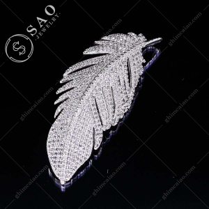 Ghim cài áo bạc 925 lông vũ đính zircon cao cấp CA34
